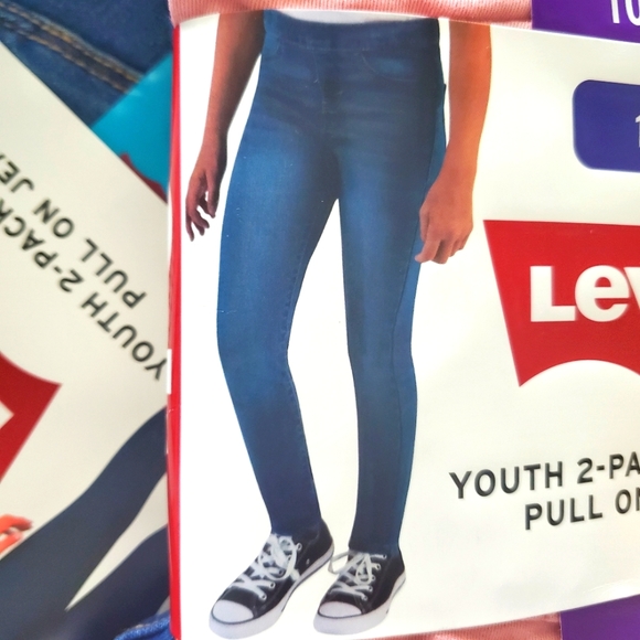 Levi's Girls Stretch Pull On Jeans 2-pack (Pink & Blue) size 10 NWT - Picture 6 of 6